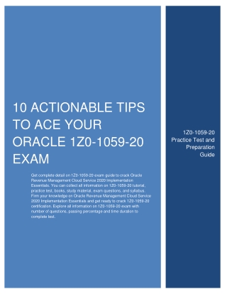 [USEFUL] 10 Actionable Tips to Ace Your Oracle 1Z0-1059-20 Exam