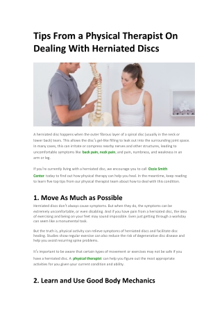 Tips From a Physical Therapist On Dealing With Herniated Discs