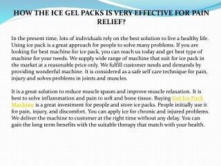 HOW THE ICE GEL PACKS IS VERY EFFECTIVE FOR PAIN RELIEF?