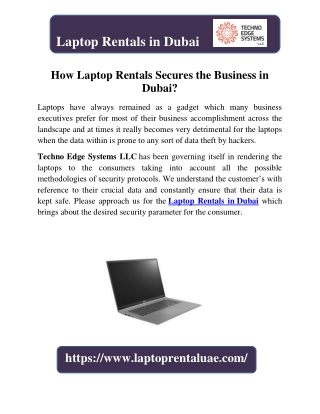 How Laptop Rentals Secures the Business in Dubai?