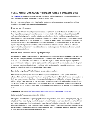 Video Surveillance as a Service Market by VSaaS, Type, Vertical | COVID-19 Impact Analysis | MarketsandMarkets