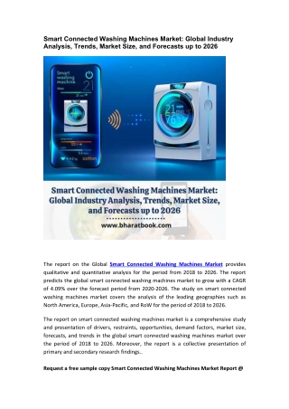 Smart Connected Washing Machines Market: Global Industry Analysis, Trends, Market Size, and Forecasts up to 2026