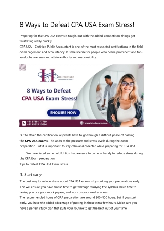 8 Ways to Defeat CPA USA Exam Stress!