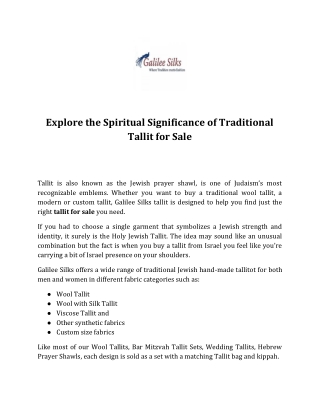 Explore the Spiritual Significance of Traditional Tallit for Sale