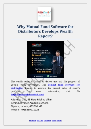 Why Mutual Fund Software for Distributors Develops Wealth Report?