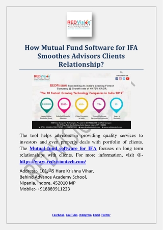 How Mutual Fund Software for IFA Smoothes Advisors Clients Relationship?