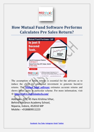 How Mutual Fund Software Performs Calculates Pre Sales Return?