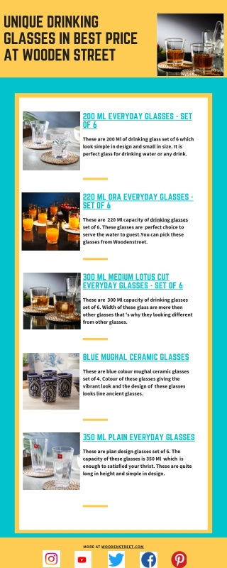 Shop at Wooden Street and get up to 55% off on drinking glass