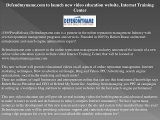 Defendmyname.com to launch new video education website