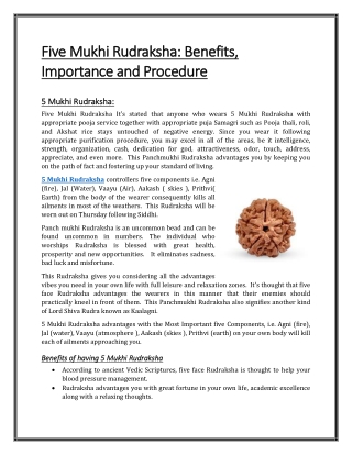 Five Mukhi Rudraksha: Benefits, Importance and Procedure