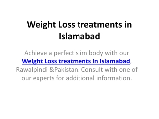 Weight Loss treatments in Islamabad