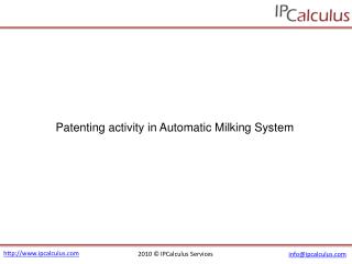 IPCalculus - Automatic Milking System Patenting Activity