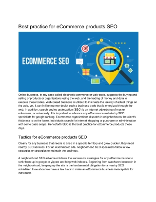 Best practice for eCommerce products SEO