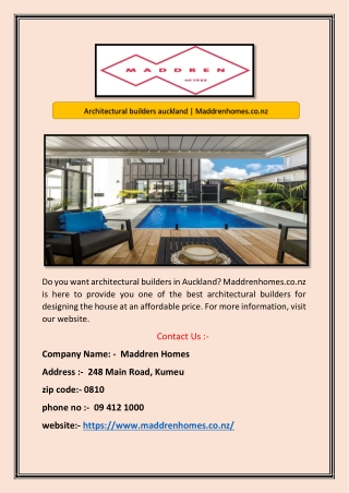 Architectural builders auckland | Maddrenhomes.co.nz