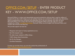Office.com/setup - Enter Product Key - www.office.com/setup