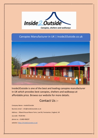 Canopies Manufacturer in UK | Inside2Outside.co.uk