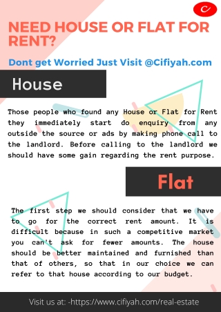 Difficult to get Rent House or Flat in Bangalore follow few Step @ Cifiyah.com