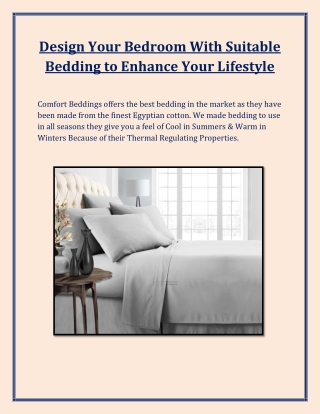 Design Your Bedroom With Suitable Bedding to Enhance Your Lifestyle