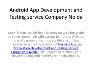 Android App Development and Testing service Company Noida