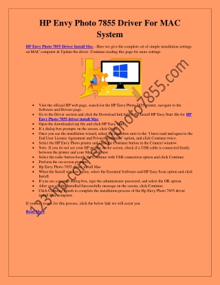 The Hp Envy Photo 7855 Driver For MAC PC