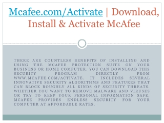 Mcafee.com/Activate | Download, Install & Activate Mcafee