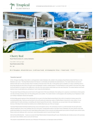 Cherry Red | Royal Westmoreland Villas | Tropical Island Rentals