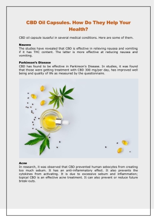 CBD Oil Capsules. How Do They Help Your Health?