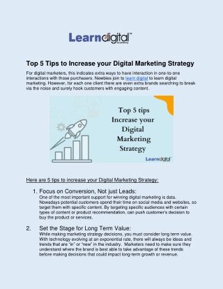 Top 5 tips Increase your Digital Marketing Strategy