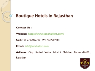 Boutique hotels in Rajasthan