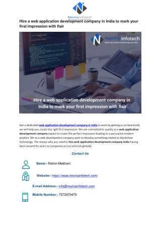 Hire a web application development company in India to mark your first impression with flair