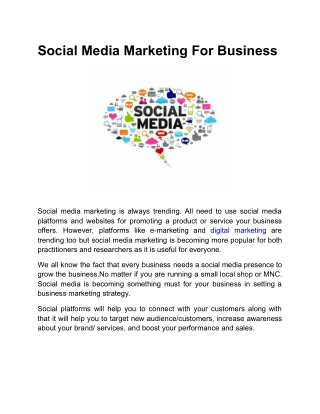 Social Media Marketing For Business