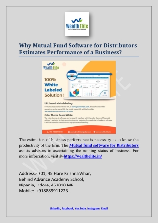 Why Mutual Fund Software for Distributors Estimates Performance of a Business?