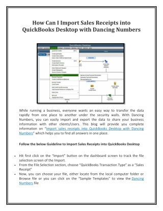 How Can I Import Sales Receipts into QuickBooks Desktop with Dancing Numbers