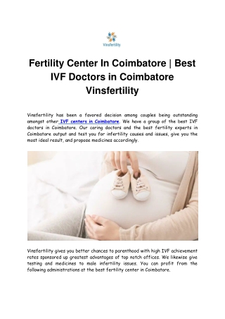 Fertility Center In Coimbatore | Best IVF Doctors in Coimbatore Vinsfertility