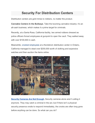 Security For Distribution Centers