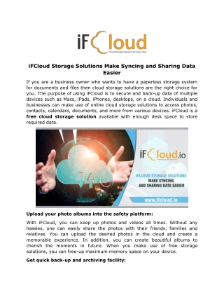 iFCloud Storage Solutions Make Syncing and Sharing Data Easier