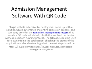 Admission Management Software With QR Code