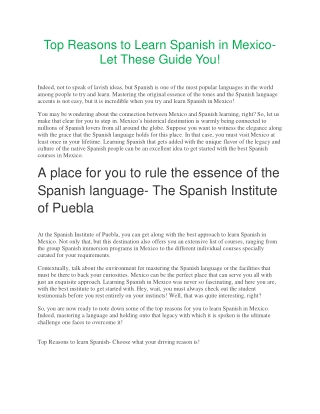 Top Reasons to Learn Spanish in Mexico- Let These Guide You!
