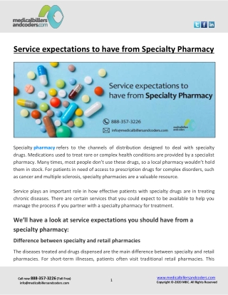 Service expectations to have from Specialty Pharmacy