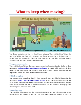 What to keep when moving?