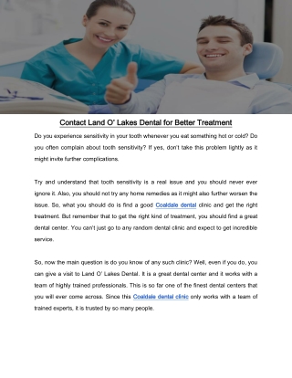 Contact Land O’ Lakes Dental for Better Treatment