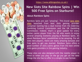 New Slots Site Rainbow Spins | Win 500 Free Spins on Starburst!