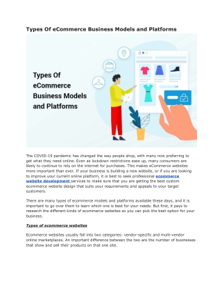 Types Of Ecommerce Business Models And Platforms