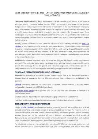 Best EMS Software in 2020 - Latest Quadrant Ranking Released by 360Quadrants