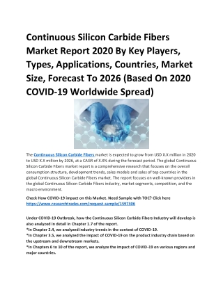 Continuous Silicon Carbide Fibers Market