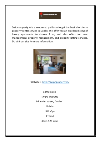 Short Term Property Rental | Swipeproperty.ie