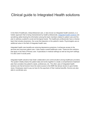 Integrated Health Solutions