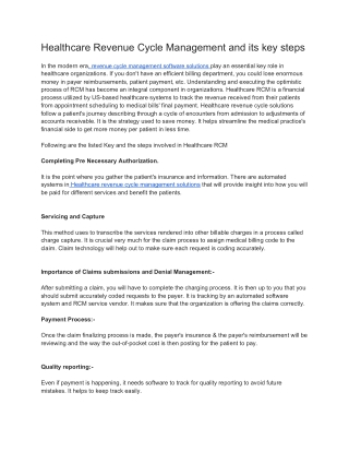 Healthcare Revenue Cycle Management