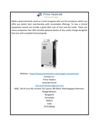 Oxygen Concentrator for Rent | Primehealers.com