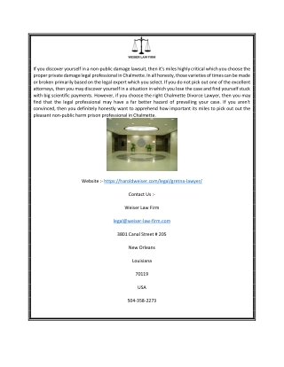 Gretna Divorce Lawyer | Haroldweiser.com